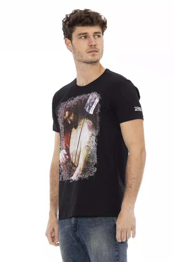 Trussardi Action Black Cotton Men T-Shirt Trussardi Action