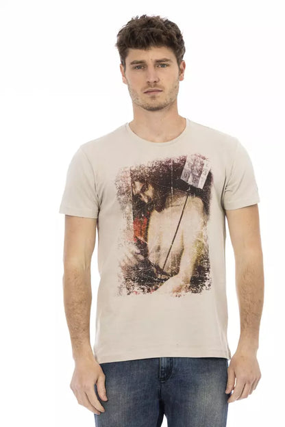 Trussardi Action Beige Cotton Men T-Shirt Trussardi Action