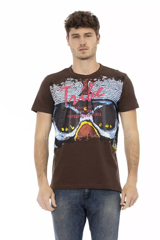 Trussardi Action Brown Cotton Mens T-Shirt Trussardi Action