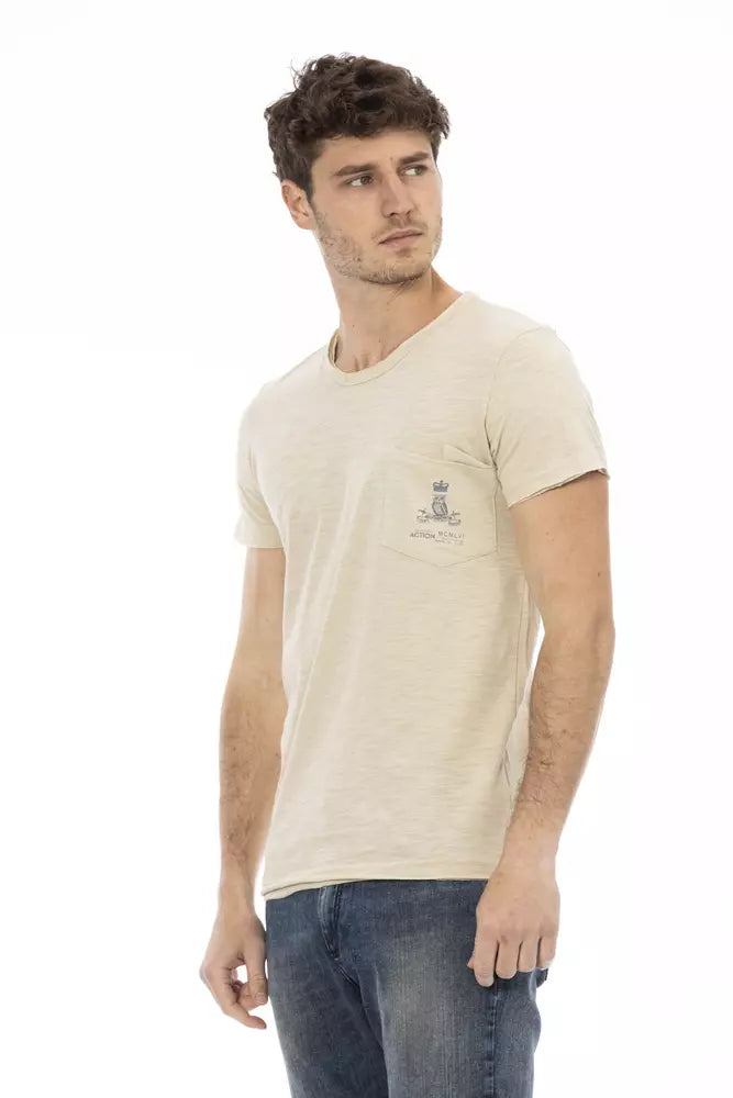 Trussardi Action Beige Cotton Men T-Shirt Trussardi Action