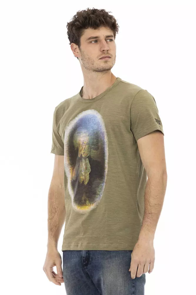 Trussardi Action Green Cotton Men T-Shirt Trussardi Action