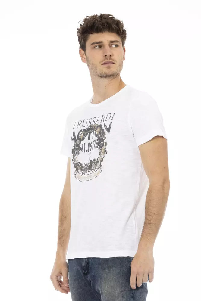 Trussardi Action White Cotton Men T-Shirt Trussardi Action