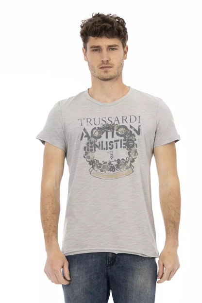 Trussardi Action Gray Cotton Men T-Shirt Trussardi Action