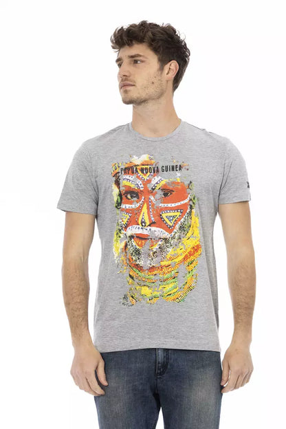 Trussardi Action Gray Cotton Men T-Shirt Trussardi Action