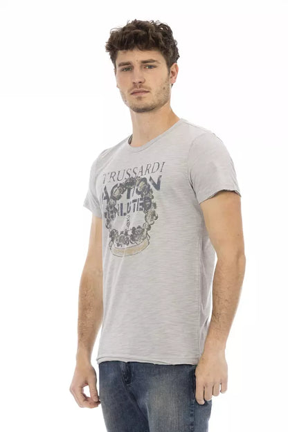 Trussardi Action Gray Cotton Men T-Shirt Trussardi Action