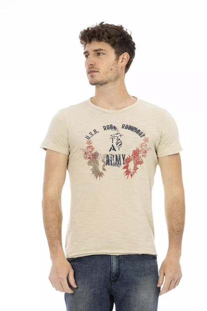 Trussardi Action Beige Cotton Men T-Shirt Trussardi Action