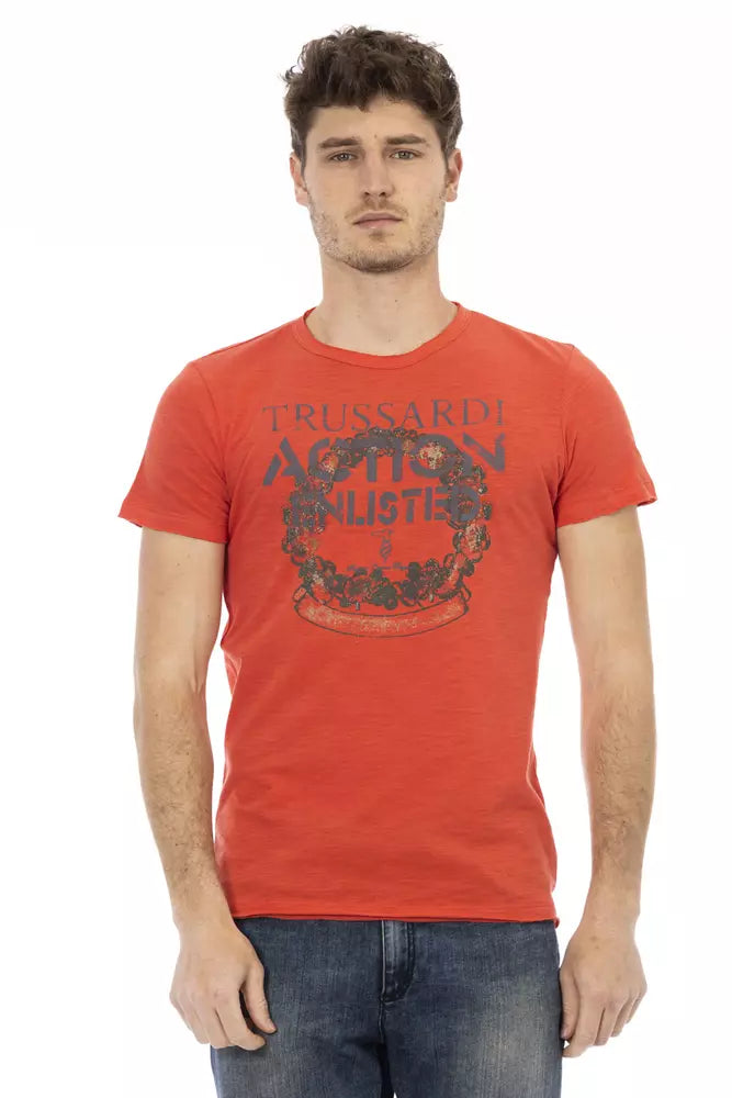 Trussardi Action Red Cotton Men T-Shirt Trussardi Action