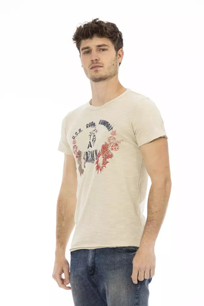 Trussardi Action Beige Cotton Men T-Shirt Trussardi Action