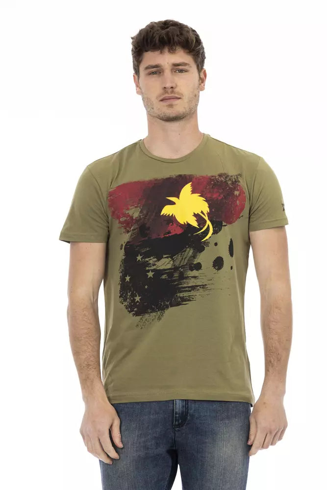 Trussardi Action Green Cotton Men T-Shirt Trussardi Action