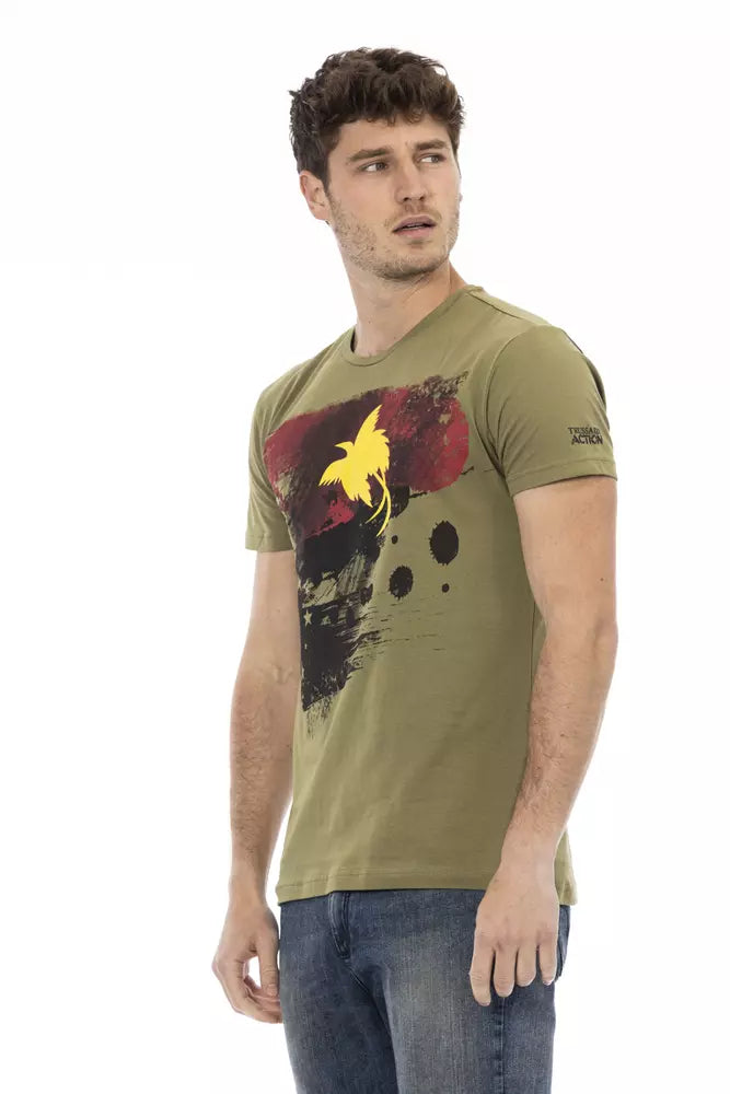 Trussardi Action Green Cotton Men T-Shirt Trussardi Action