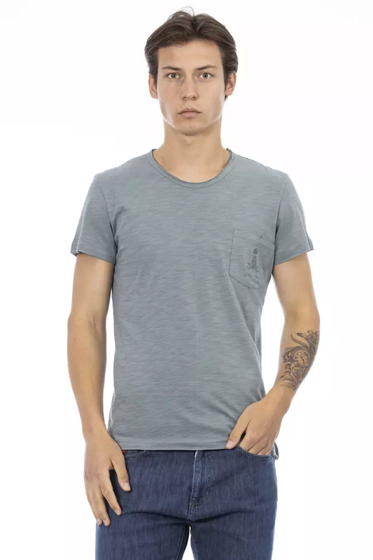 Trussardi Action Gray Cotton Men T-Shirt Trussardi Action