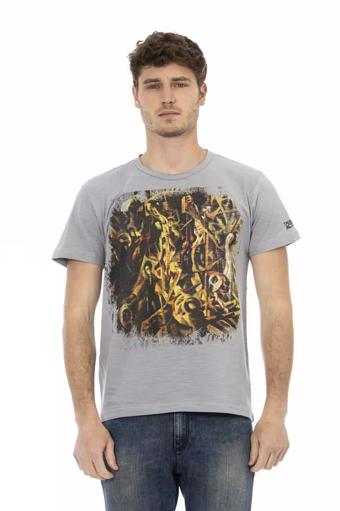 Trussardi Action Gray Cotton Men T-Shirt Trussardi Action