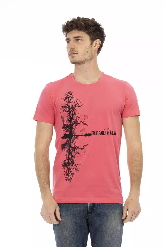 Trussardi Action Pink Cotton Men T-Shirt Trussardi Action