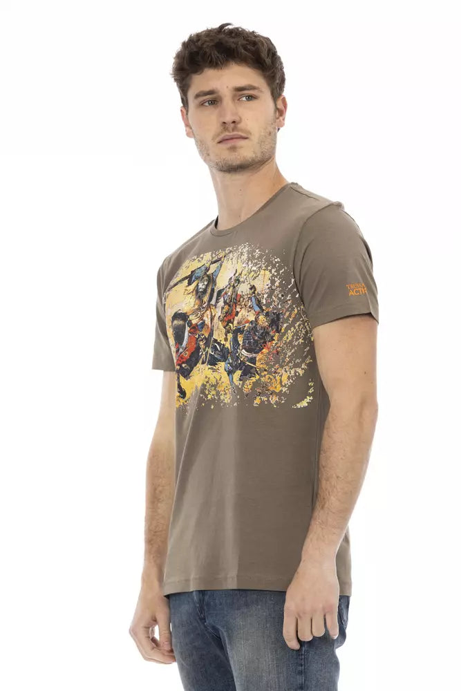 Trussardi Action Brown Cotton Men T-Shirt Trussardi Action