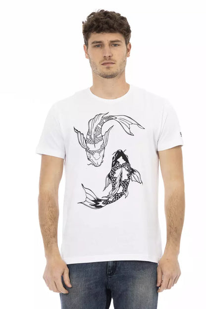 Trussardi Action Chic White Round Neck Cotton Tee Trussardi Action