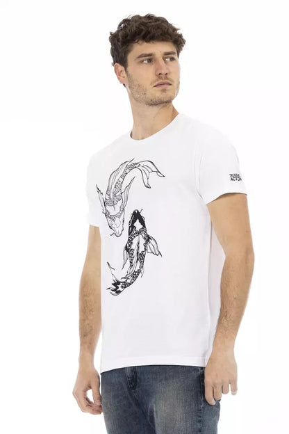 Trussardi Action Chic White Round Neck Cotton Tee Trussardi Action