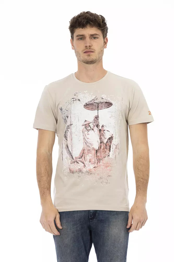 Trussardi Action Beige Cotton Men T-Shirt Trussardi Action