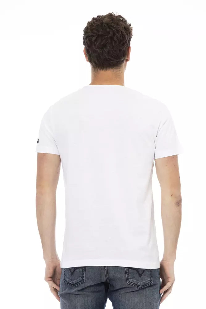 Trussardi Action Chic White Round Neck Cotton Tee Trussardi Action