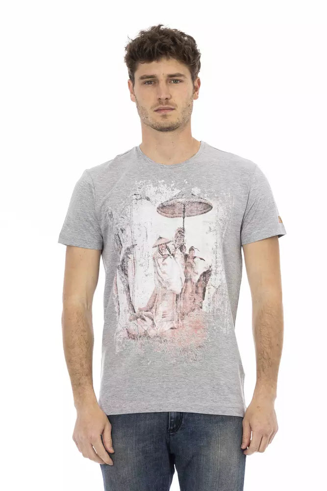 Trussardi Action Gray Cotton Men T-Shirt Trussardi Action