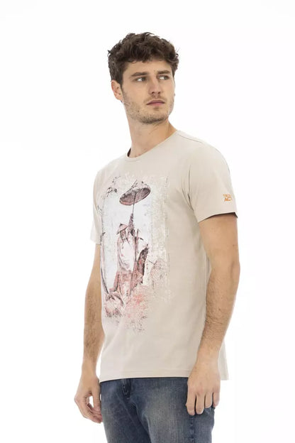 Trussardi Action Beige Cotton Men T-Shirt Trussardi Action