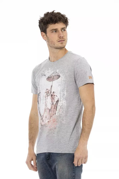 Trussardi Action Gray Cotton Men T-Shirt Trussardi Action