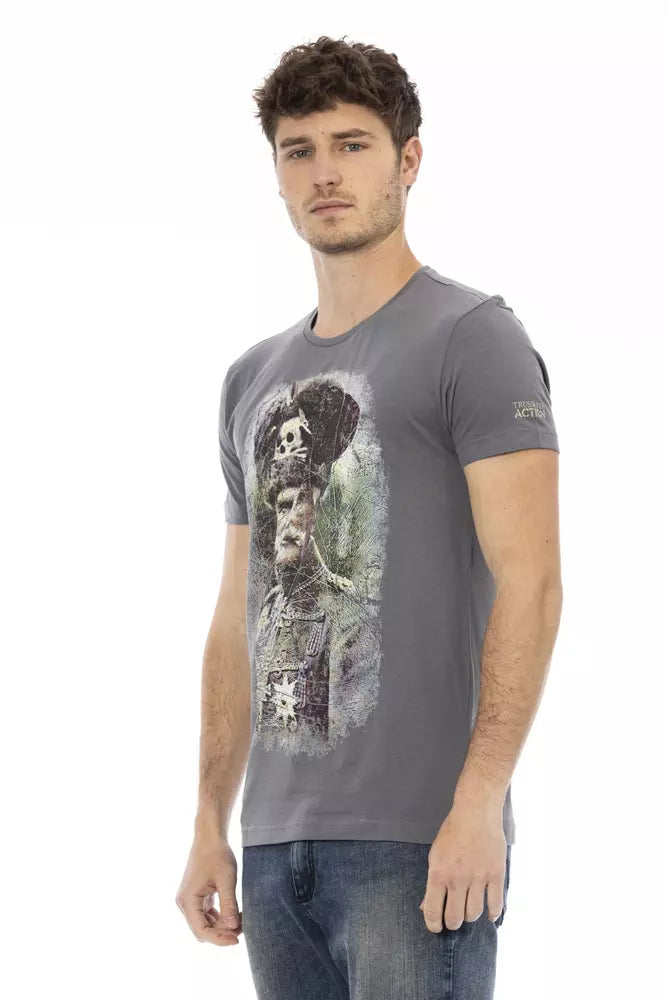 Trussardi Action Gray Cotton Men T-Shirt Trussardi Action