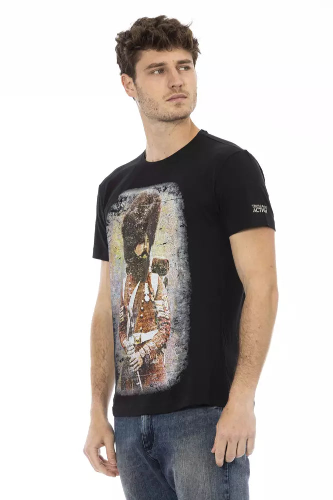 Trussardi Action Black Cotton Men T-Shirt Trussardi Action