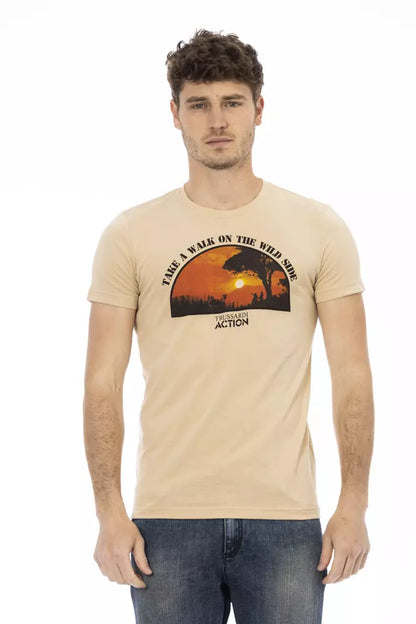 Trussardi Action Beige Cotton Men T-Shirt Trussardi Action