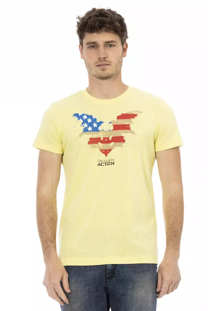 Trussardi Action Yellow Cotton Men T-Shirt Trussardi Action