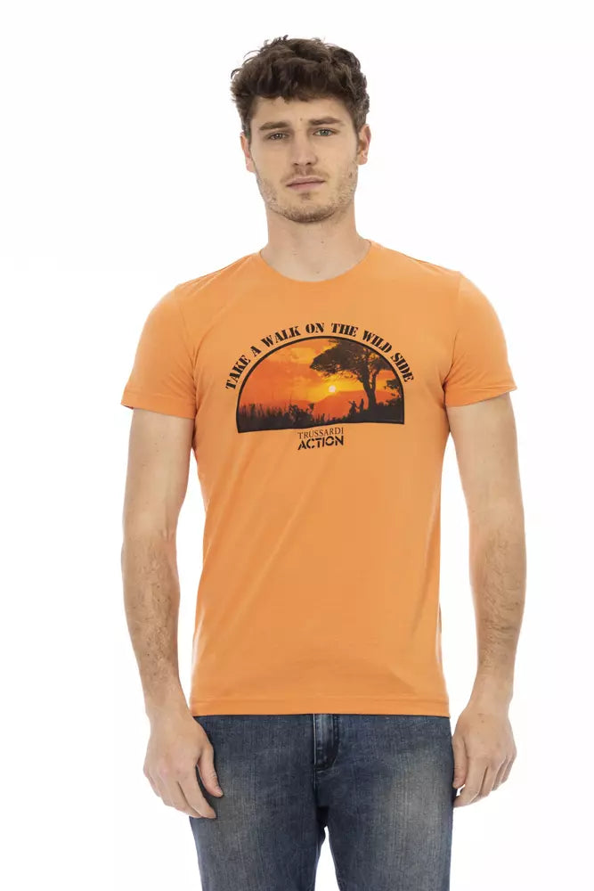 Trussardi Action Orange Cotton Men T-Shirt Trussardi Action