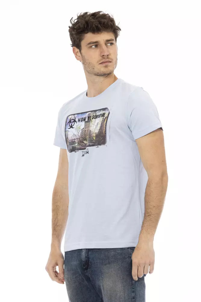 Trussardi Action Light Blue Cotton Men T-Shirt Trussardi Action