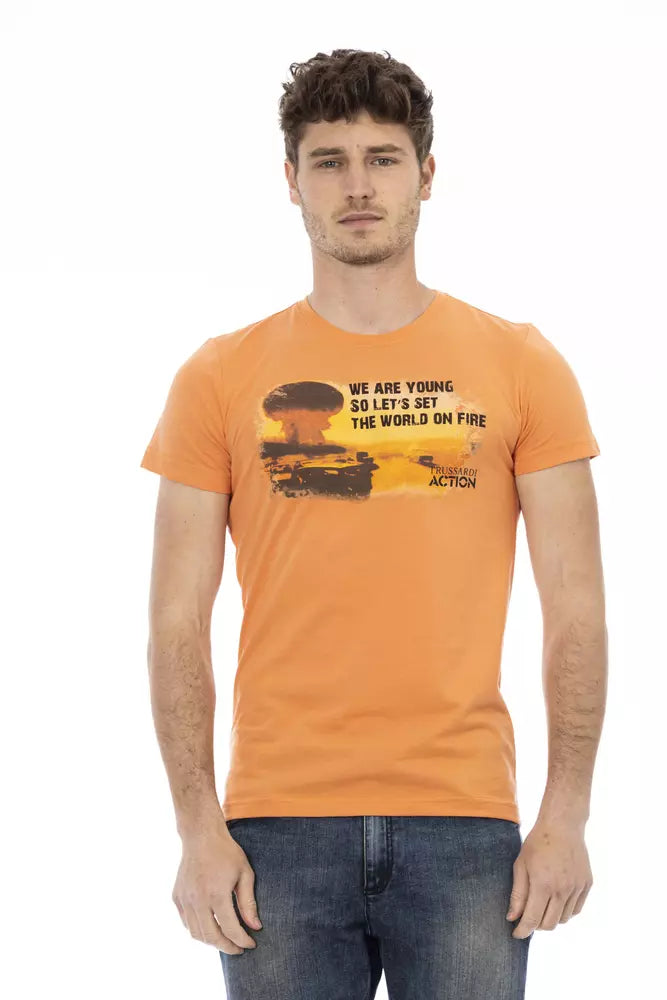 Trussardi Action Orange Cotton Men T-Shirt Trussardi Action