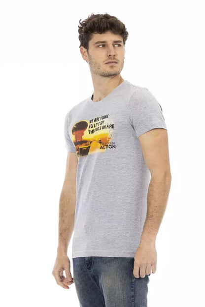 Trussardi Action Gray Cotton Men T-Shirt Trussardi Action