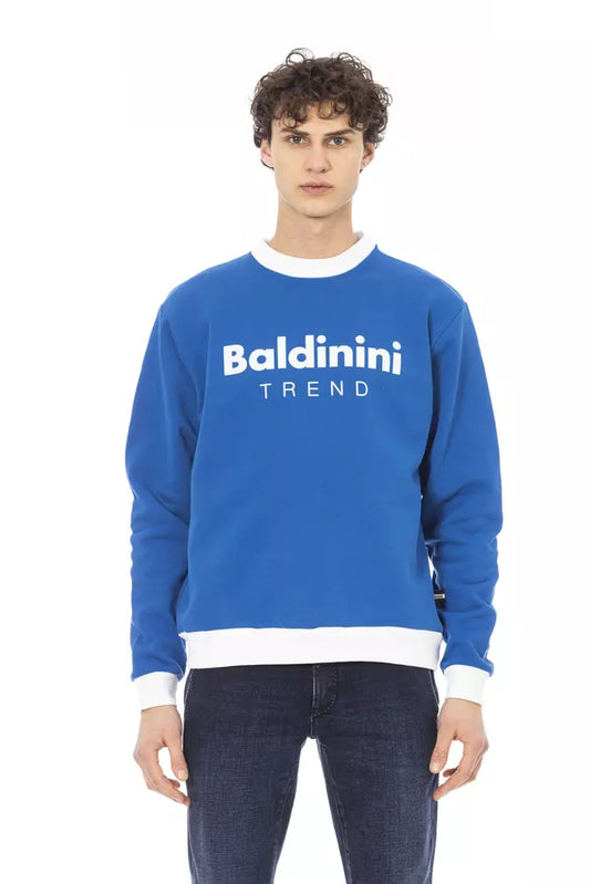 Baldinini Trend Blue Cotton Men Sweater Baldinini Trend