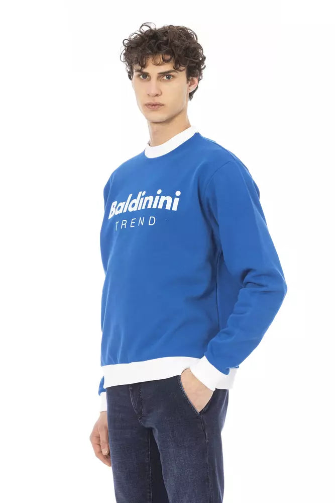 Baldinini Trend Blue Cotton Men Sweater Baldinini Trend