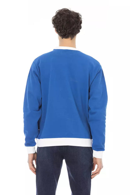 Baldinini Trend Blue Cotton Men Sweater Baldinini Trend