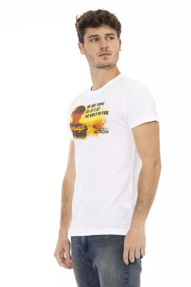 Trussardi Action White Cotton Men T-Shirt Trussardi Action