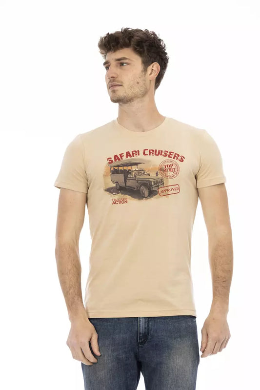 Trussardi Action Beige Cotton Men T-Shirt Trussardi Action