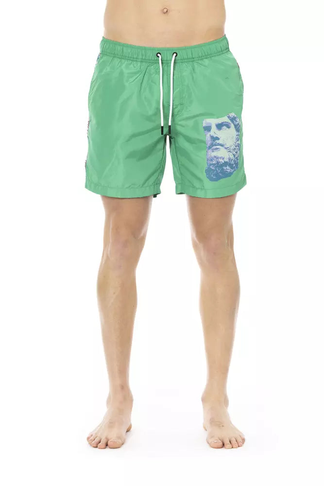 Bikkembergs Green Polyester Men Swim Short Bikkembergs