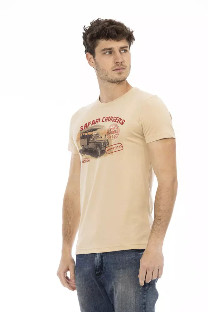 Trussardi Action Beige Cotton Men T-Shirt Trussardi Action