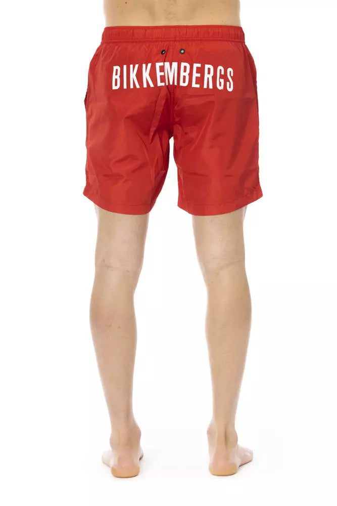 Bikkembergs Red Polyester Men Swim Short Bikkembergs