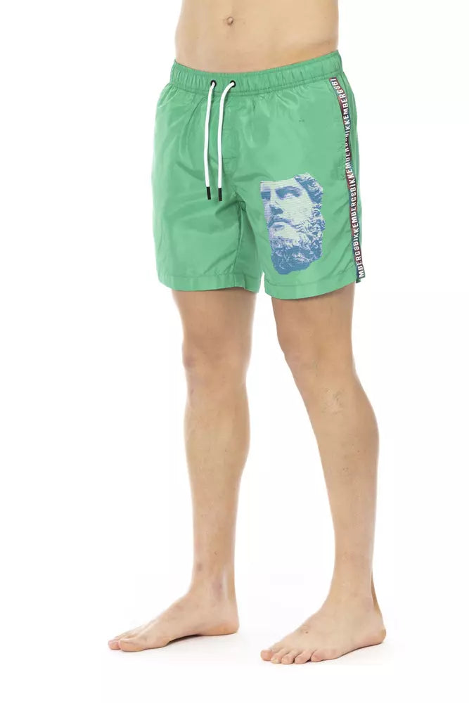 Bikkembergs Green Polyester Men Swim Short Bikkembergs