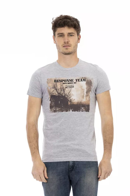 Trussardi Action Gray Cotton Men T-Shirt Trussardi Action