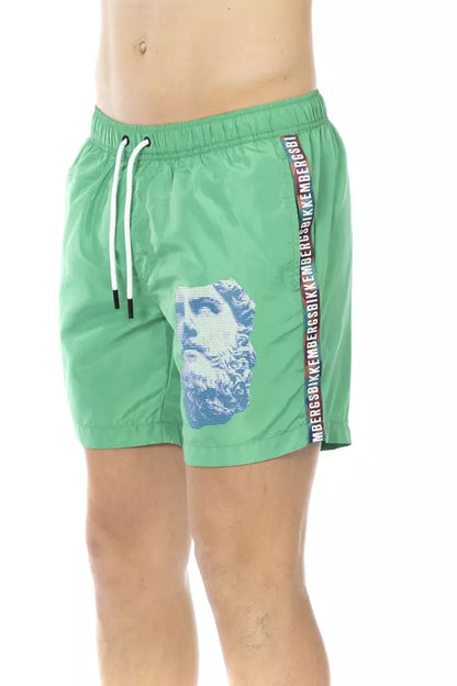 Bikkembergs Green Polyester Men Swim Short Bikkembergs