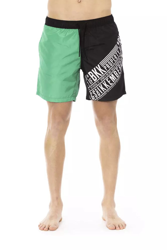 Bikkembergs Green Polyester Men Swim Short Bikkembergs