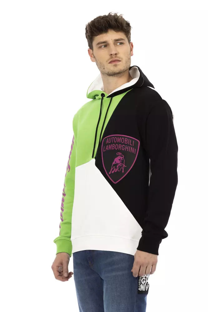 Automobili Lamborghini White Cotton Men Hooded Sweater Automobili Lamborghini