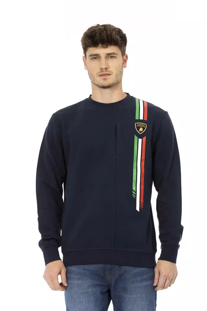 Automobili Lamborghini Blue Cotton Men Sweater Automobili Lamborghini