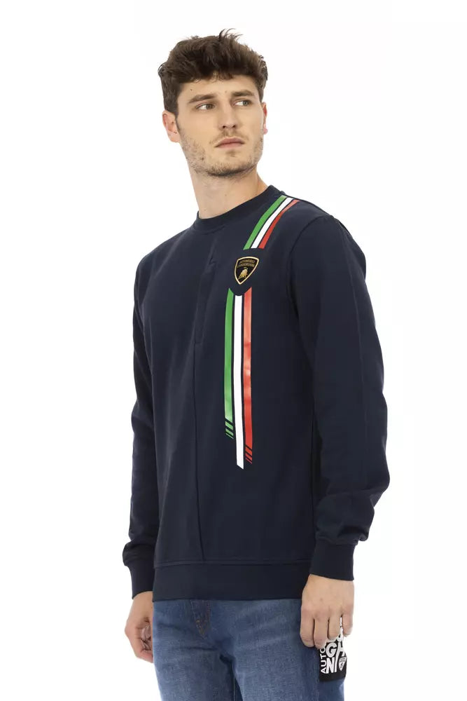 Automobili Lamborghini Blue Cotton Men Sweater Automobili Lamborghini