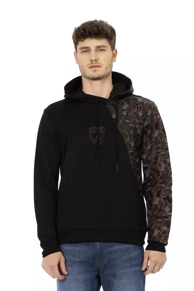 Automobili Lamborghini Black Cotton Men's Hooded Sweatshirt Automobili Lamborghini