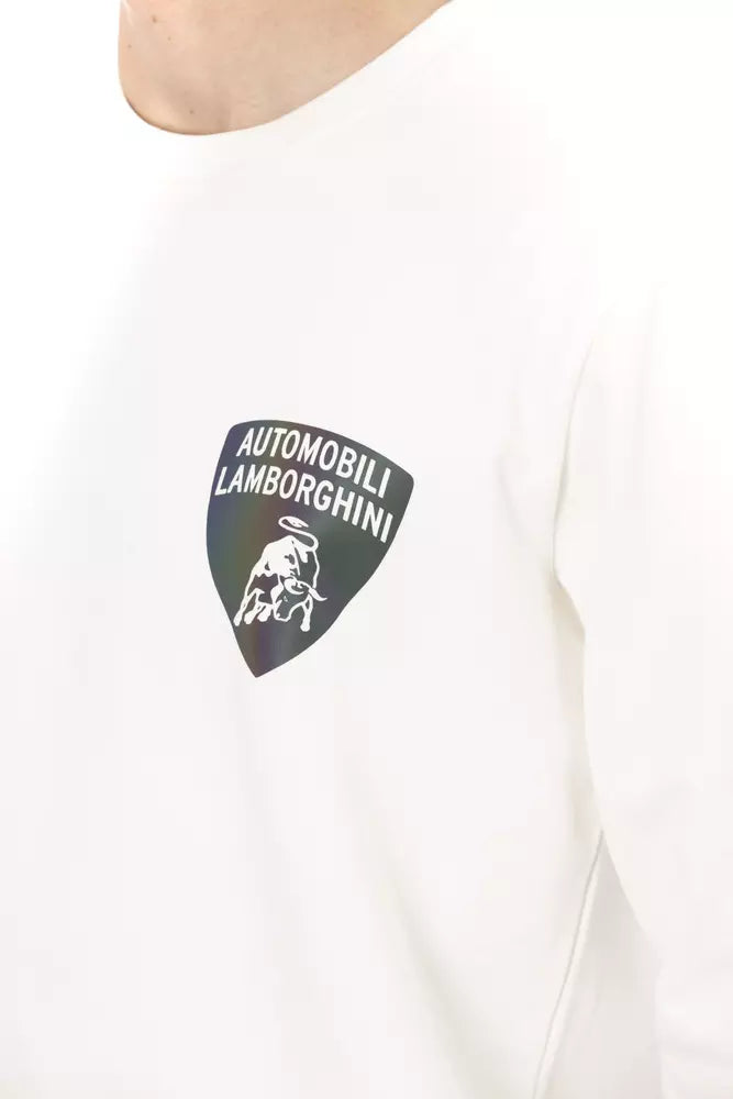 Automobili Lamborghini White Cotton Men Sweater Automobili Lamborghini